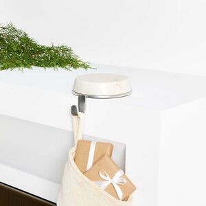 Crate&barrel Round White Marble Christmas Stocking Holder